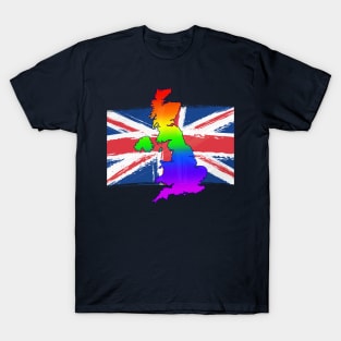 Gay UK - Rainbow Pride Union Jack Blue T-Shirt